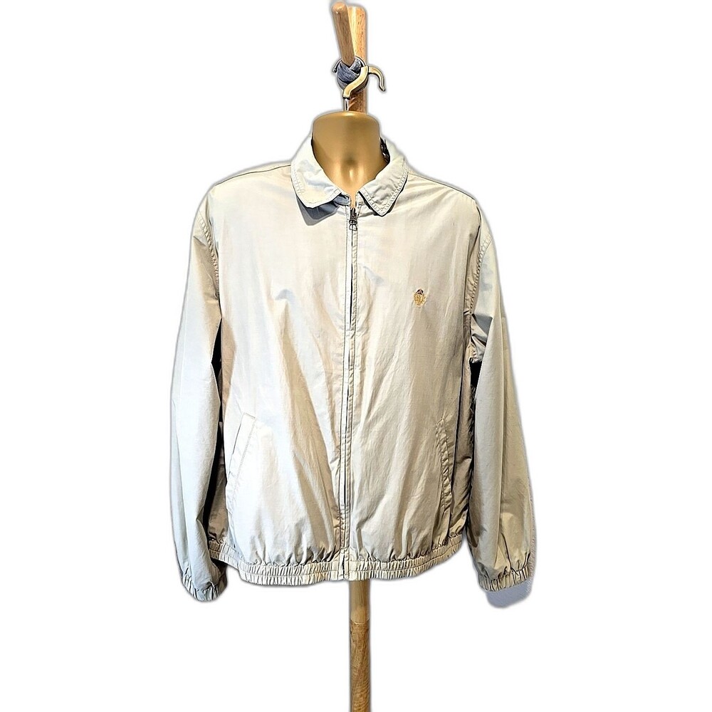 90's Lauren Ralph Lauren Golf Crest Windbreaker Jacket Mens Large Beige Classic